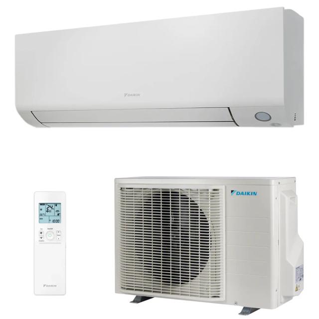 Unitatea interioară Daikin Perfera, telecomanda și unitatea exterioară